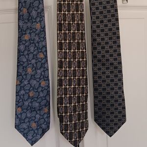 Lot Of 3 Robert Talbott Elegant Men's Tie Set Blue Brown Navy